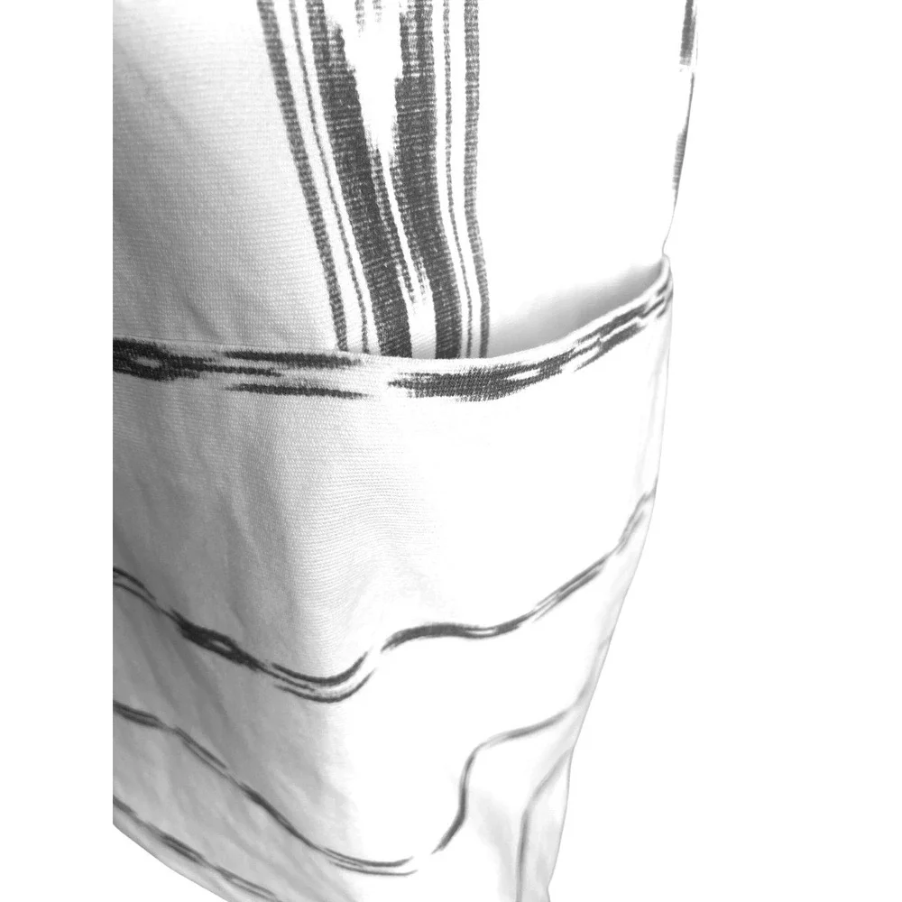 Ralph Lauren White Blue Ikat Stripe Sleeveless V Neck Shift Dress‎ Size 10